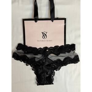 NWT Victoria’s Secret Vintage Sheer Lace Cheeky Panty Black Size XS 2014